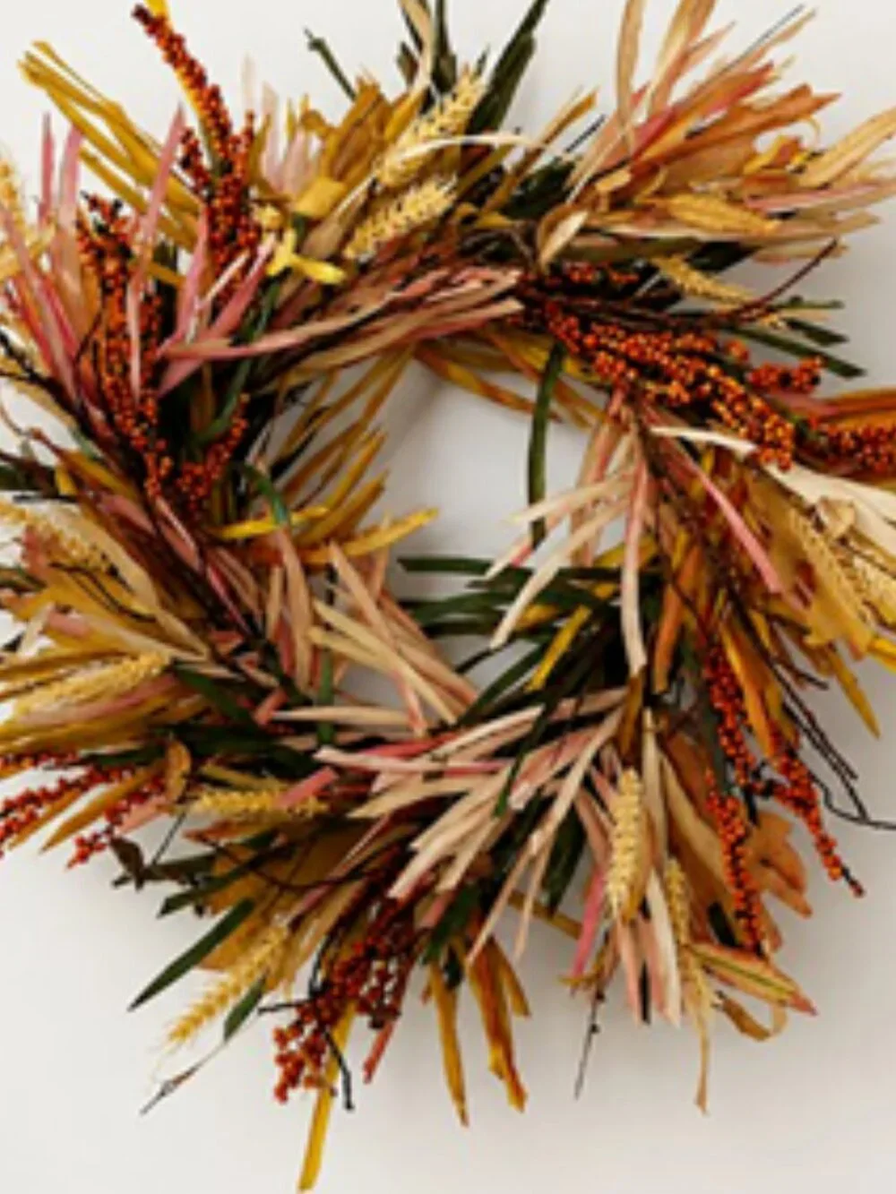 NWT Multi Color Beige and Brown Fall Wreath With Berry Accents